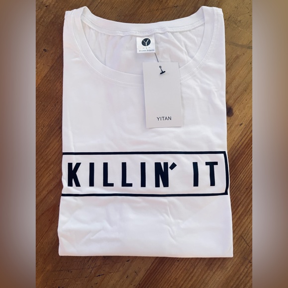 White T-shirt - Confident statement “Killing it” fun tee shirt size L - Picture 2 of 4